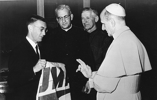 Mike Stimac, ?, Max Conrad, and Pope Paul VI